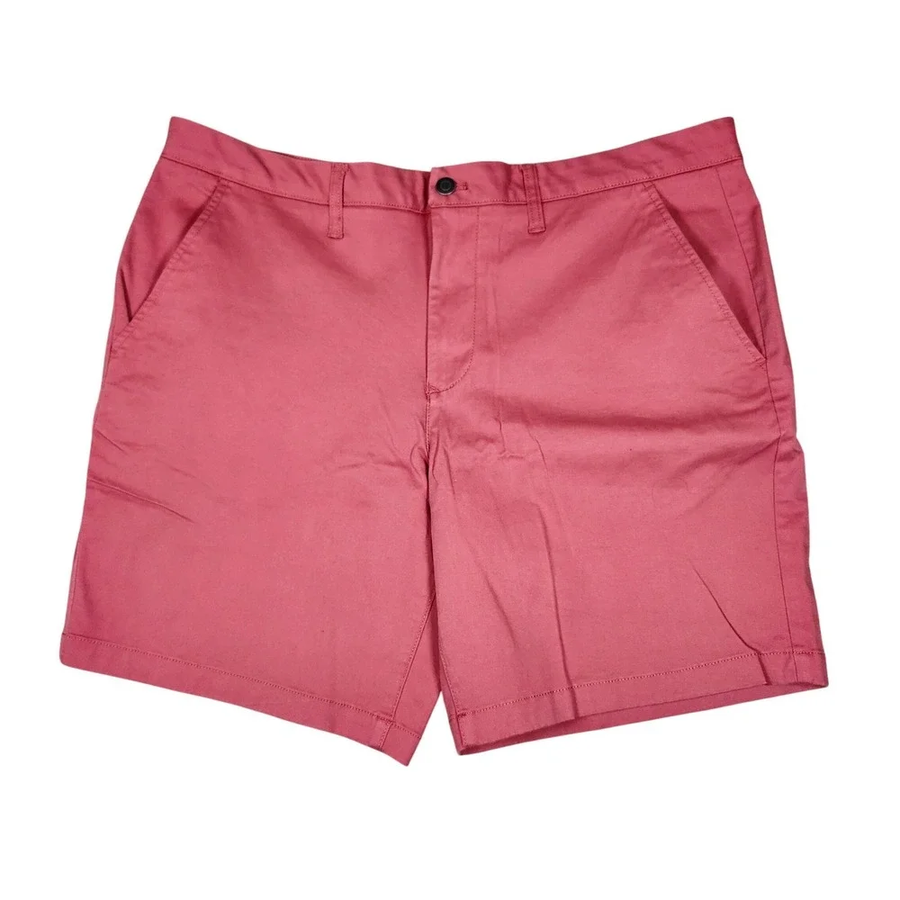 Member's Mark Flat Front Twill Short Salmon Pink Cotton Stretch Casual Size 40